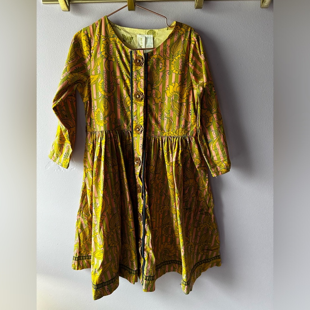 Matilda Jane Paint by Number Yellow Floral Dress Size 8